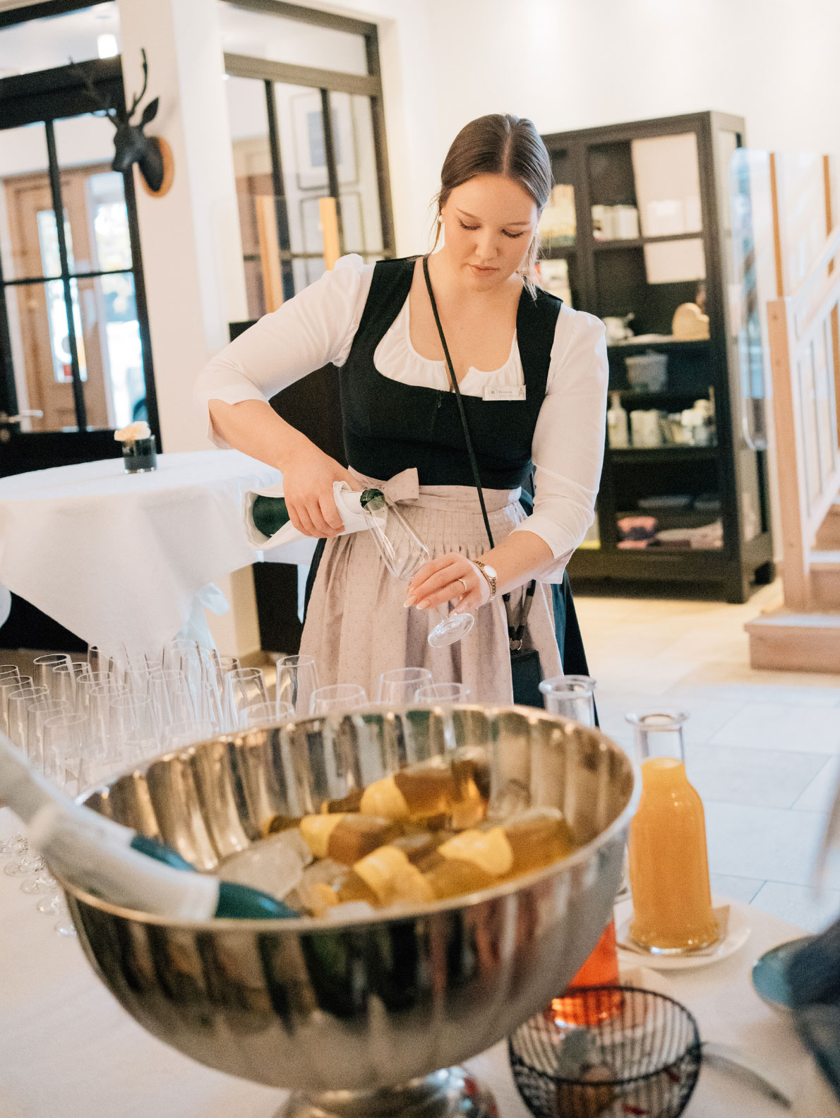 Sektempfang bei einer Feier im Hotel Klostermaier